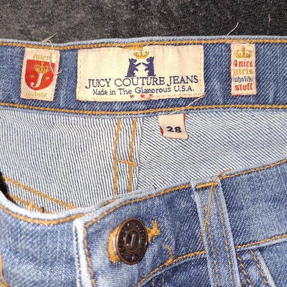 Vintage Juicy Couture Classic Blue Women's Wide Leg Capri Jeans Sz 28 15"×8"×21" - Picture 3 of 6